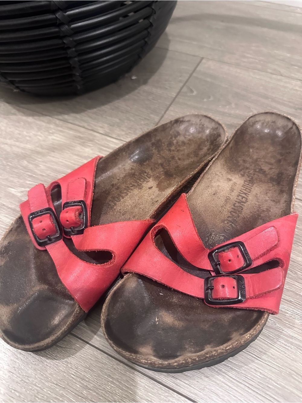Birkenstock Salina Red Leather Double Buckle Sandals EU 39